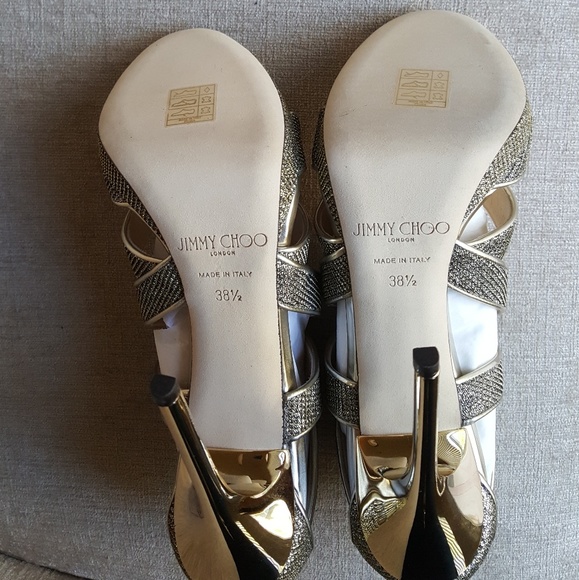 NIB Jimmy Choo Bronze Lame Collar Pumps - Picture 7 of 8